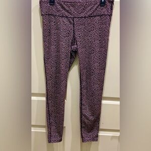 Gapfit GFast Black Pink Dot Print L Yoga Pilates Gym Running Athletic Leggings